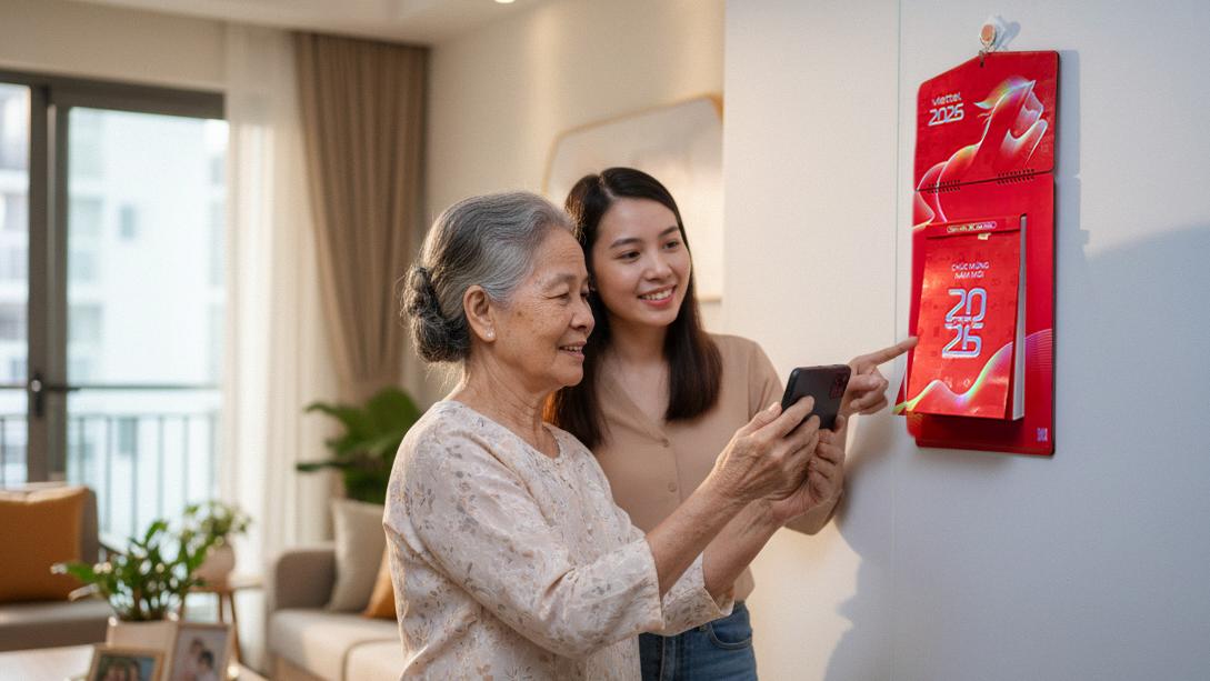 Lịch Tết Viettel 2026 đưa tri thức 'bình dân học vụ số' đến từng gia đình