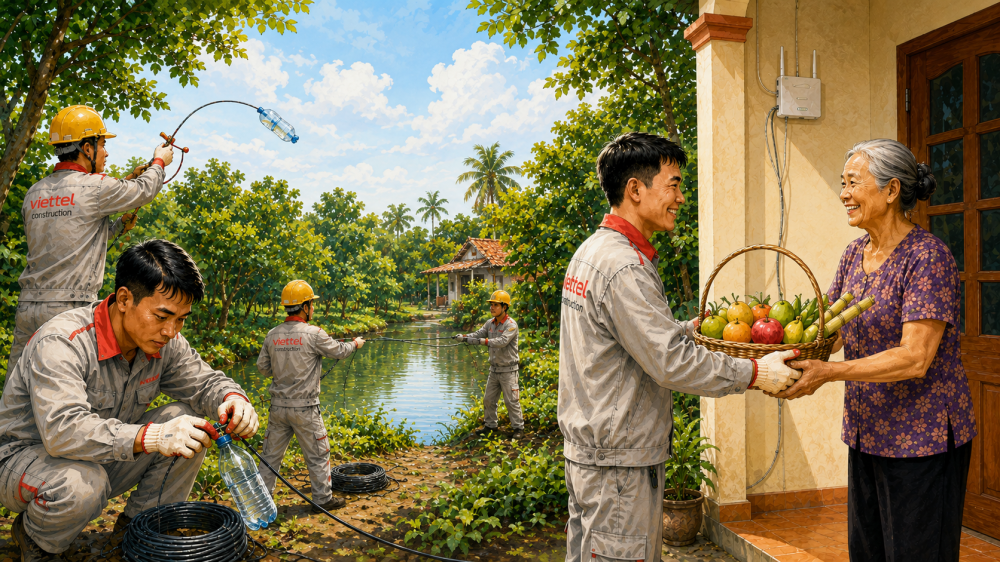 Chai nước, cuộn dây câu: 'đồ nghề đặc biệt' của người kỹ thuật Viettel