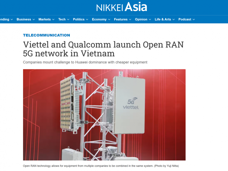 Nikkei Asia: Mạng 5G Open RAN Viettel thách thức các ông lớn viễn thông