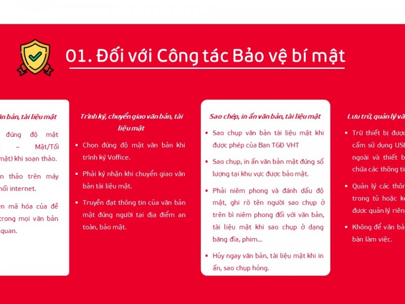 Những lưu ý trong việc bảo đảm an ninh, an toàn, bảo mật tại VHT