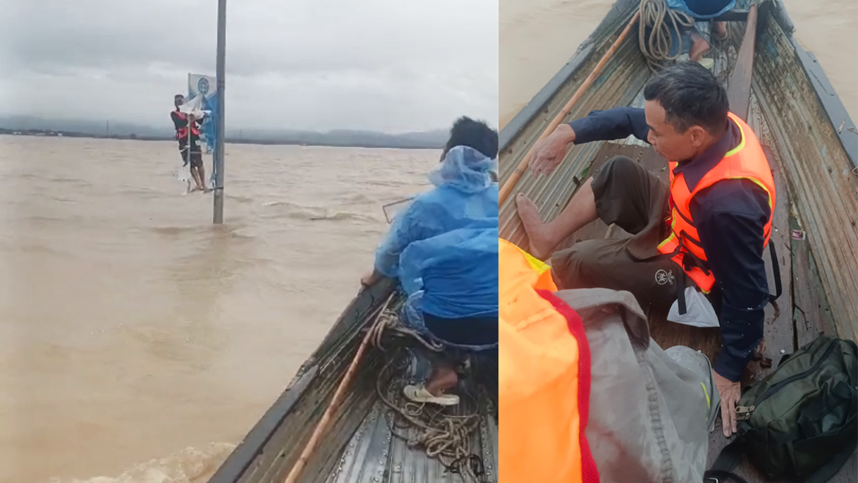 Kỹ thuật Viettel kịp thời cứu người bị lật thuyền trong lũ