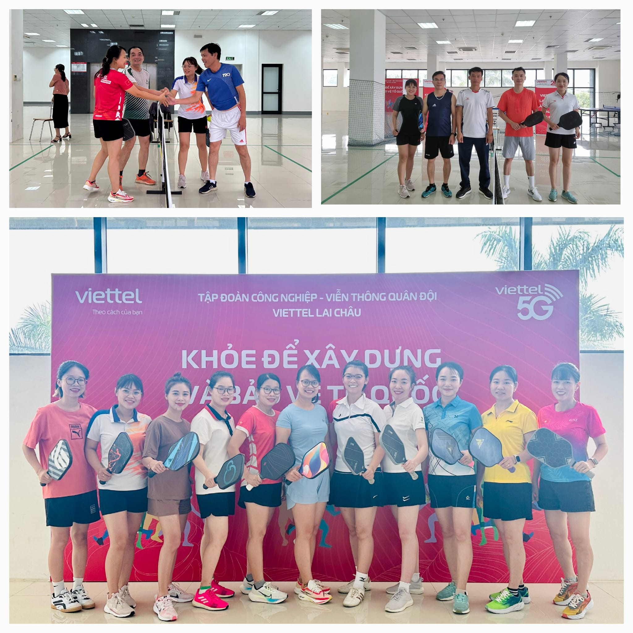 Viettel Post Lai Châu tận dụng tầng 2 tòa nhà làm nơi tập luyện các môn bóng bàn, pickleball cho CBNV