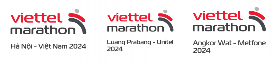 Logo Viettel Marathon tôn vinh Unitel và Metfone nhân dịp kỷ niệm 15 năm kinh doanh tại hai thị trường Lào và Campuchia.